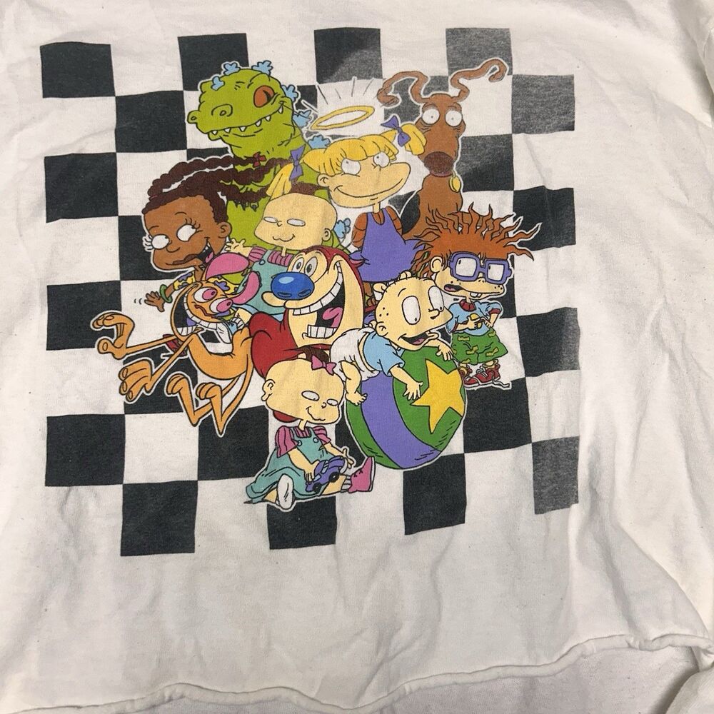 Nickelodeon Rugrats Crop Top L Cartoon Graphic Y2K Checkerboard - Picture 3 of 6